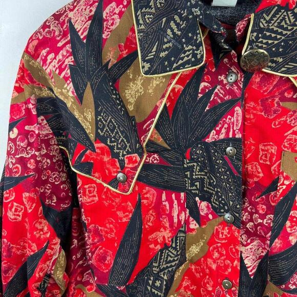 Vintage Roughrider Shirt Western Red Woman's size L Made in USA - Picture 7 of 8